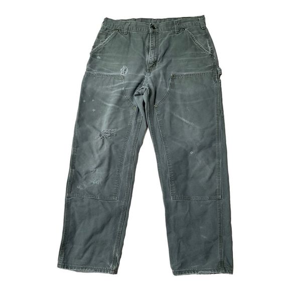 Carhartt Canvas Carpenter Distressed Cargo Pants Size W34/L32 - Picture 1 of 15